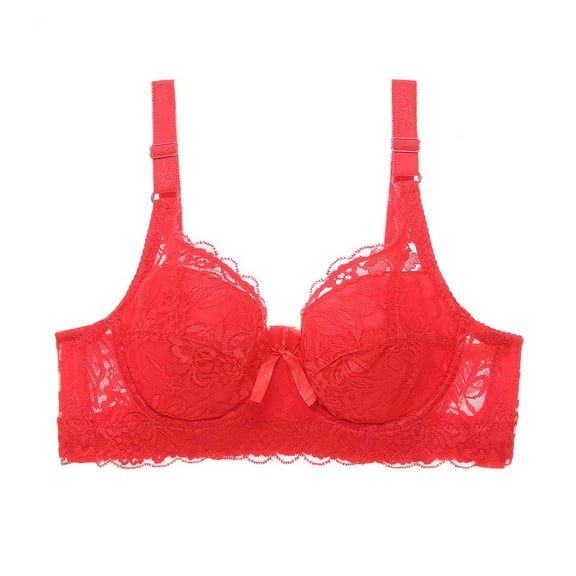Push up Bras for Women Full Coverages Bras New Women Lace Lingerie Wire Bra Underwear Gathered Bra Comfortable Bras for Women Style B-39 Red