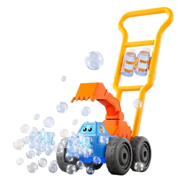 Push Bubble Machine Cart, Automatic Engineering Vehicle Bubble Blower with Large Wheel Design and Continuous Bubble Output, Plastic Bubble Maker with Bubble Solution for Outdoor Event