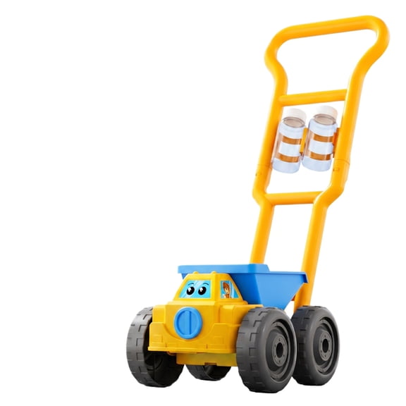 Push Bubble Machine Cart, Automatic Engineering Vehicle Bubble Blower with Large Wheel Design and Continuous Bubble Output, Plastic Bubble Maker with Bubble Solution for Outdoor Event