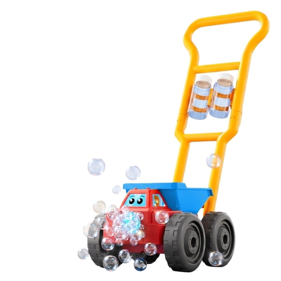 Push Bubble Machine Cart, Automatic Engineering Vehicle Bubble Blower with Large Wheel Design and Continuous Bubble Output, Plastic Bubble Maker with Bubble Solution for Outdoor Event