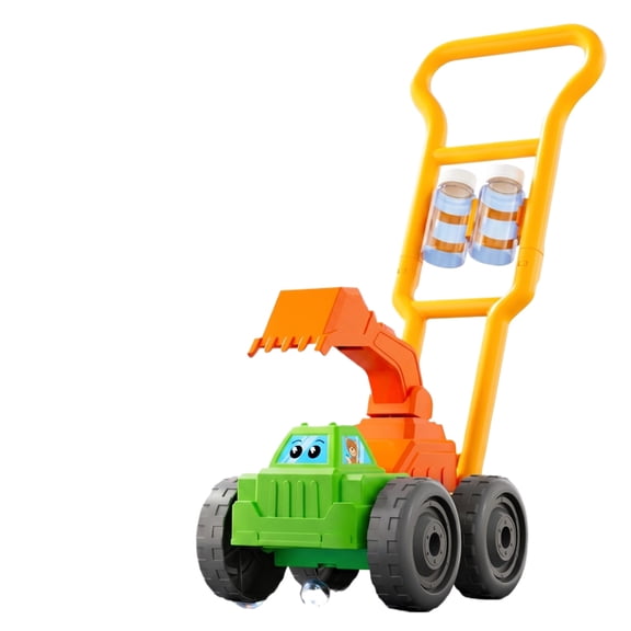 Push Bubble Machine Cart, Automatic Engineering Vehicle Bubble Blower with Large Wheel Design and Continuous Bubble Output, Plastic Bubble Maker with Bubble Solution for Outdoor Event