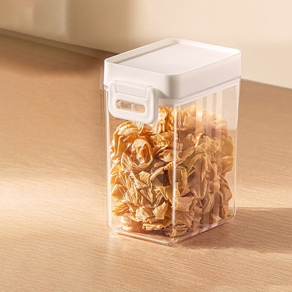 Push Button Airtight Food Storage Container 0.6L Clear Plastic Canister Leakproof Dry Food Dispenser Jar For Nuts Seeds Snacks Coffee Sugar Stackable Pantry Bin