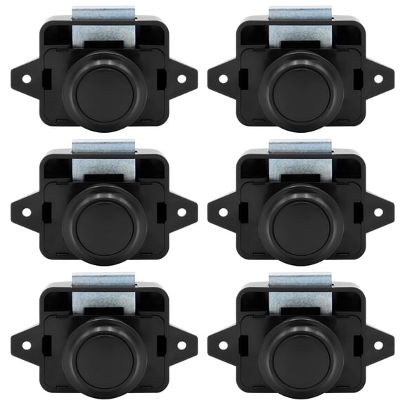 Push Button Cabinet Lock 6 Pack, RV Door Latch with Zinc Alloy Bolt, Marine Grade Push to Close Lock, Motorhome Storage Compartment Hardware with Mounting Screws