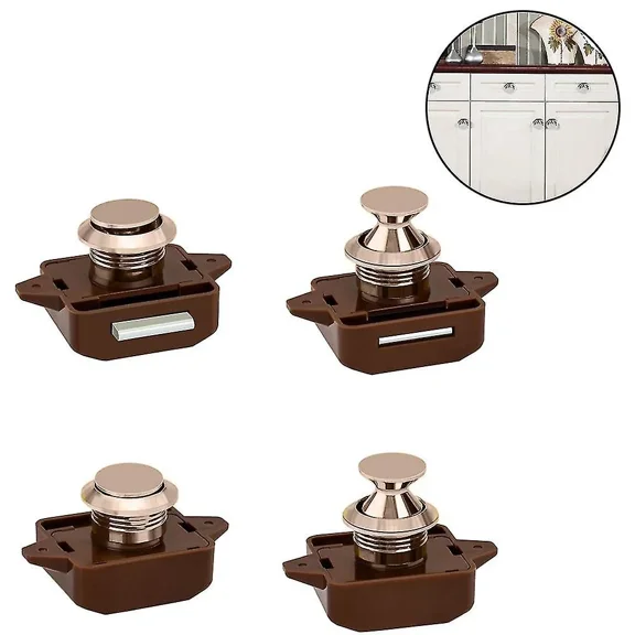 Push Button Latch Push Door Lock Catch Kit - 5 Pcs Keyless For Wardrobe Cabinet Door Boat Horsebox Camper