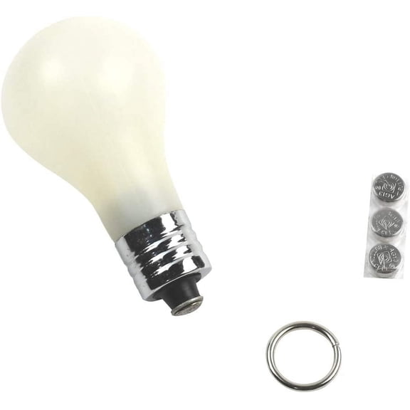 PushButton Magic Light Bulb Trick Prop, Realistic Plastic Light Bulb with Metal Ring & Batteries for Stage Comedy Magic Show