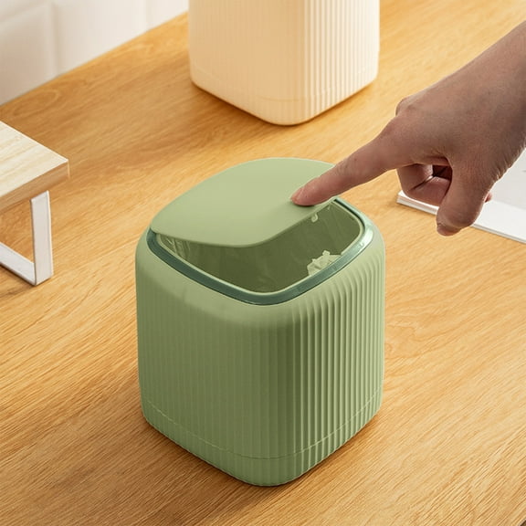 Push Button Small Trash Can (5.7x5.3x5.3 Inch) - Multipurpose Countertop Wastebasket, Mini Garbage Bin for Bedside Table, Office & Home Decor, Multiple Colors Available