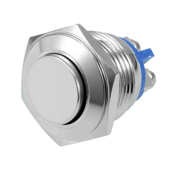 Push Button Switch 2 Pinhex High Flat Head 12V Momentary Metal Switch Horn Button 16mm Waterproof Switch 250V 3A