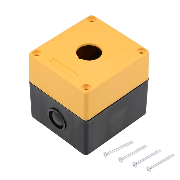 Push Button Switch Control Station Box 22mm 1 Button Aperture Yellow and Black 1pcs
