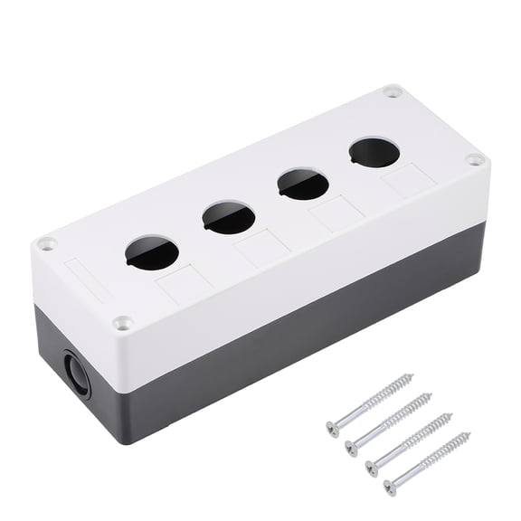 Push Button Switch Control Station Box 22mm 4 Button Aperture White and Black 1pcs