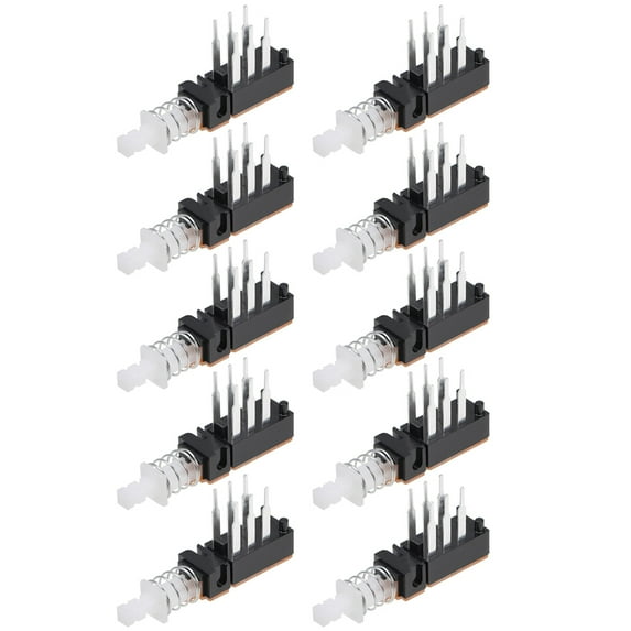Push Button Switch, DPDT 6 Pin 1 Position Self-Locking 0.5" Long Pin 10pcs