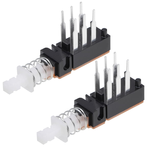 Push Button Switch, DPDT 6 Pin 1 Position Self-Locking Black 2pcs