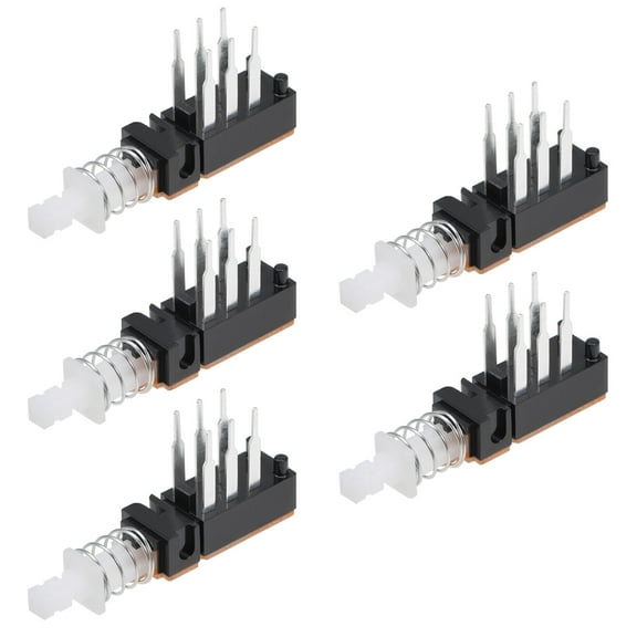 Push Button Switch, DPDT 6 Pin 1 Position Self-Locking Black 5pcs