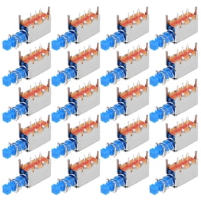 Push Button Switch, SPST 3 Pin 1 Position Self-Locking Blue 20pcs