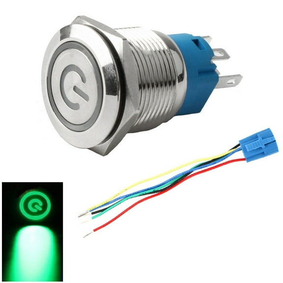 Push Button Switch Waterproof 110-220V 19Mm Led Power Symbol Latch Metal