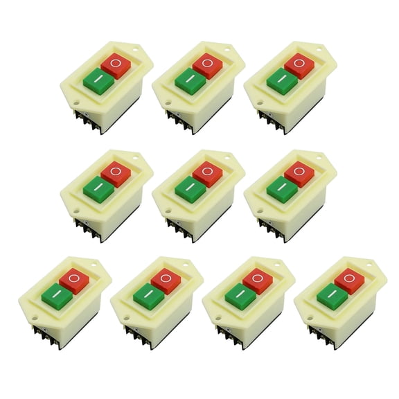 Push Button Switches Latching 3 Phase On/Offs Starts Stop Switches for Table Drill GrinderCutting Machine 10A AC380V