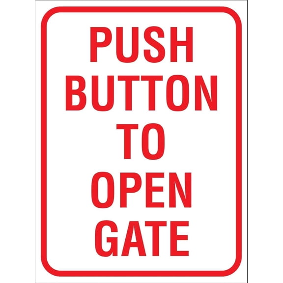 Push Button To Open Gate Metal Tin Sign, Large Outdoor Plaque for Gate Driveway, Automatic Gate Control Sign, 8x12 Inch