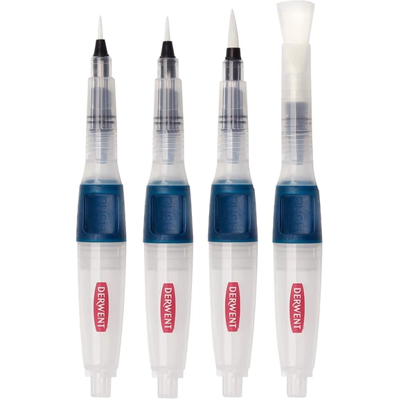 Push Button Waterbrush Assorted Set (2305816) | Premium watercolour brushes for use with watercolour pencils, paints and blocks. Leak proof large water barrel. Easy control