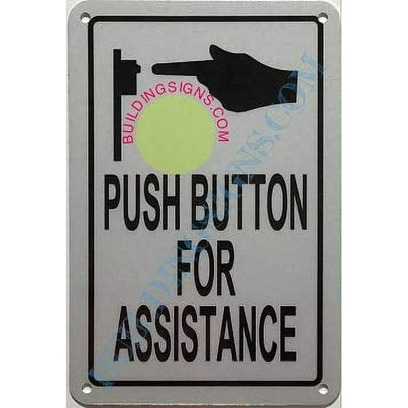 Push Button for Assistance Sign (Reflective !!!,Aluminium-Rust Free,White, Size 4x6) (ref-2201)