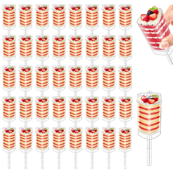 Push Cake Up Pop Containers 50 Pack Heart Shape Plastic with Lids for Dessert Tables