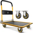 thumbnail image 1 of Push Cart Dolly by Wellmax, Moving Platform Hand Truck, Foldable for Easy Storage and 360 Degree Swivel Wheels with 330lb Weight Capacity, Yellow Color, 1 of 7
