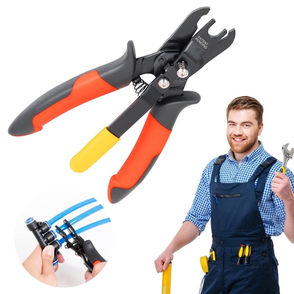 Push to Connect Fittings Disconnect Tool, Pneumatic Air Line Quick Release Pliers for 1/4" 5/16" (6mm 8mm) Hose Fittings, Ergonomic One-Hand Operation, Durable Air Tube Removal Tool