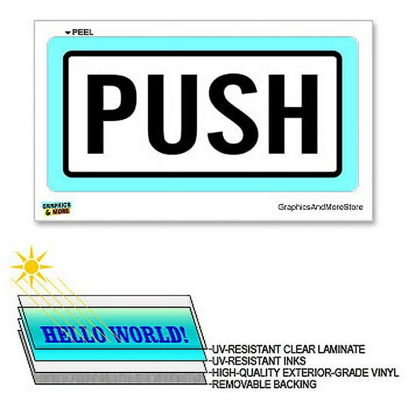 Push Door - 12 in x 6 in - Laminated Sign Window Business Store Sticker