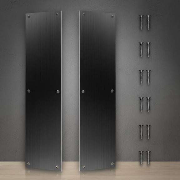 Push Door Plate Stainless Steel Door Push Plate Door Kick Plate, Brushed Doorplate Door Protection Metal Plate for Door Interior Exterior Accessories (Black)