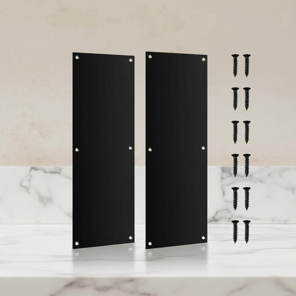 Push Door Plate Stainless Steel Door Push Plate Door Kick Plate, Brushed Doorplate Door Protection Metal Plate with Screws for Door Interior Exterior Accessories (Black)