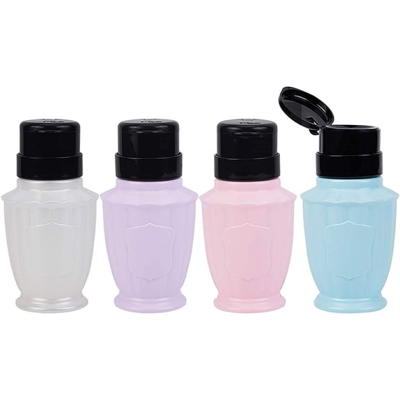 Push Down Empty Pump Bottles 4 Mixed Color Lockable Plastic Dispenser Bottle with Flip Top Cap