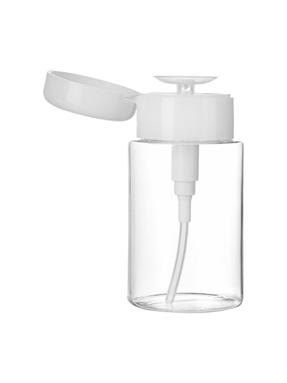 Push Down Pump Dispenser Empty Push Top Bottles Containers for Nail Polish Makeup Remover Micellar Water Facial Toner 200ML,12.5cm,Clear