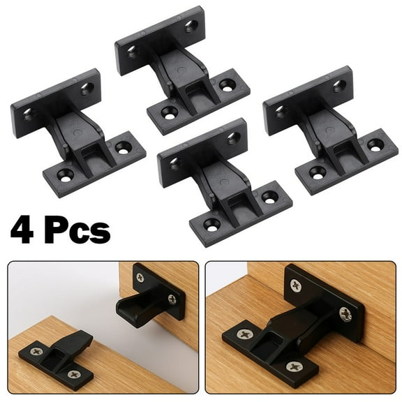 Push In Fittings Panel Clips Kitchen Plinth Fasteners 4 Pack Black ABS Plastic Concealed Mounting Brackets for Cabinets Trims Cladding Easy Assembly Removable 20kg Weight Capacity