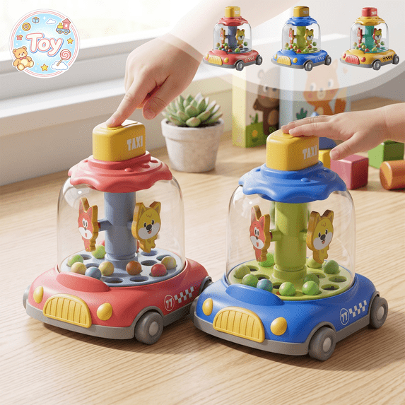 Pustractic Hand Push and Go Spinning Toy Car, Hand Eye Coordination Early Education ...