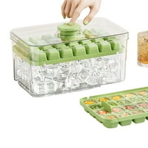 Push Ice Compartment Ice Tray Set with Lid and Shovel | Bpa-Free Plastic Mold with Storage Box for Home Kitchen