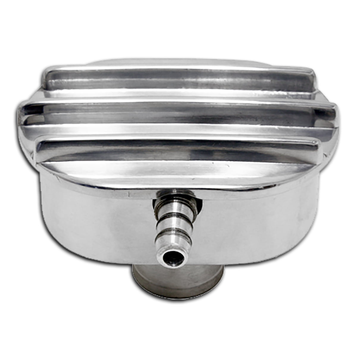 Push In Breather With Tube For 1.25 Inch Valve Cover Hole Finned Chrome