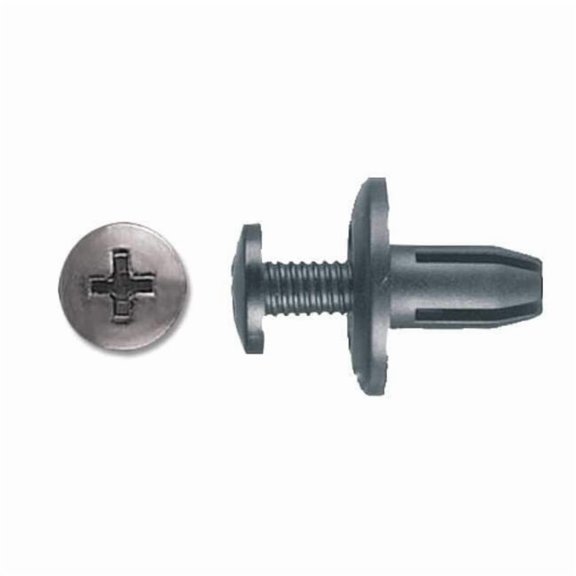 Push-In Rivet, Dome Head, 6 mm Dia., 11 mm L, Nylon Body, 25 PK 1597PK