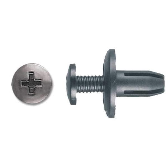 Push-In Rivet, Dome Head, 6 mm Dia., 11 mm L, Nylon Body, 25 PK