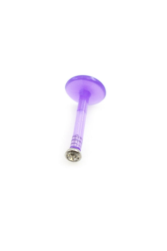 Push In labret BioFlex with Cubic Zirconia Stone 16G