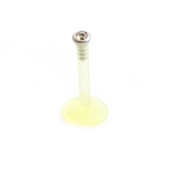 Push In labret BioFlex with Cubic Zirconia Stone 16G