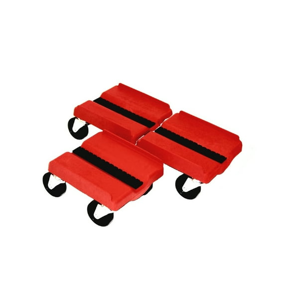 Push Industries 102.423 Poly Pro Heavy Duty Snowmobile Dollys 1500 lbs with 2.5” Nylon Swivel Casters (Red)