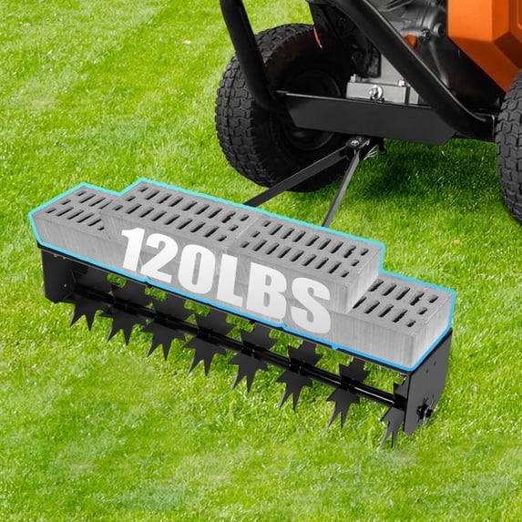 Push Lawn Aerator Tool, Lawn aerator, Rolling Lawn Aerators Star Shape Steel Tines, 31 Inch, Black for Farm