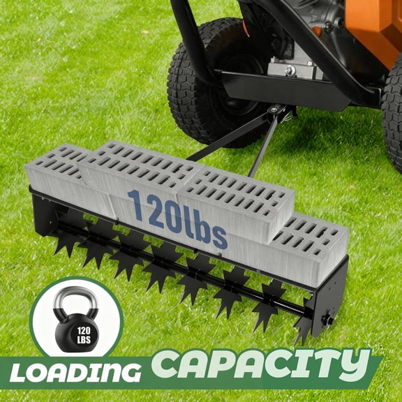 Push Lawn Aerator Tool, Lawn aerator, Tow Behind Aerator for Lawn Tractor, Double Rod Design, Black, Installation Accessories, for Lawn