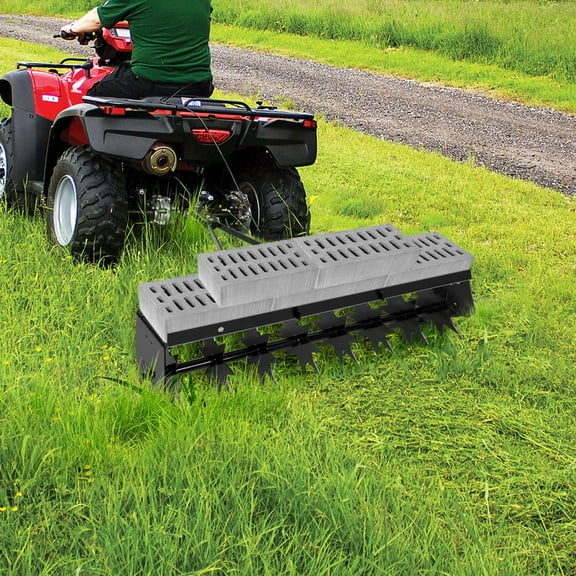 Push Lawn Aerator Tool, Tow Behind Aerator for Lawn Tractor, Lawn aerator - Black, 2" Tine Depth, 120LBS Loading Capacity, for Lawn