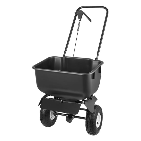 Push Lawn Spreader 12ft Spreading Width 80lbs Capacity with 10 Inch All Terrain Tires for Seed Fertilizer Salt Ice Melt