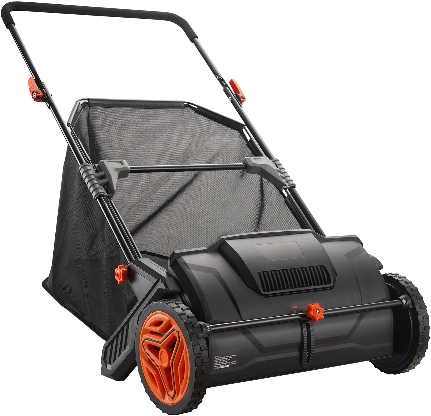 Push Lawn Sweeper 21 Inch Leaf and Grass Collector with 3.5 cu ft Hopper Bag Heavy Duty Yard Sweeper with Adjustable Height Spinning Brushes for Lawn Garden Cleaning