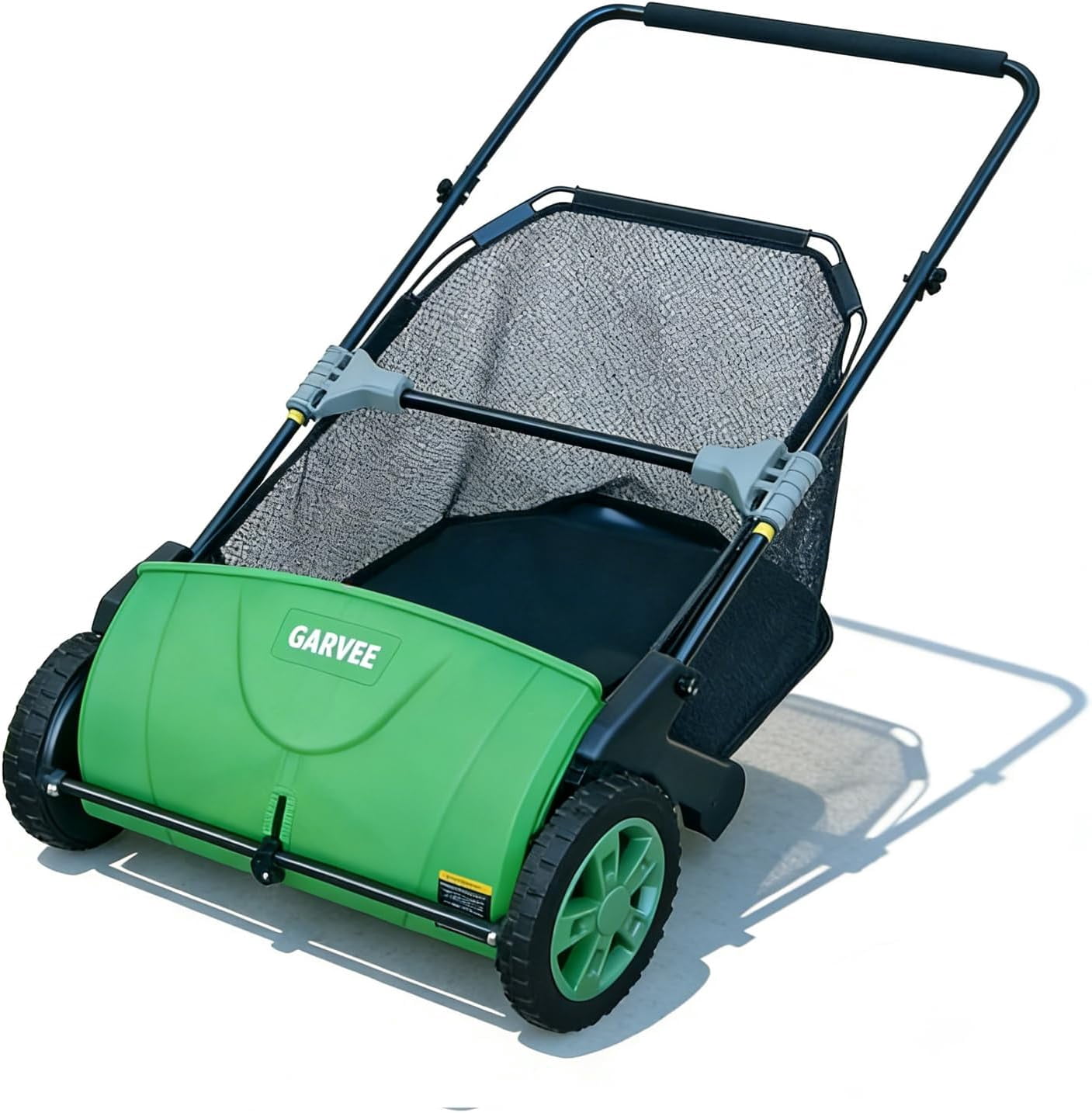 Push Lawn Sweeper 21-Inch Manual, Leaf Sweeper for Yard & Lawn with 3.5 Cu. Ft. Hopper Bag, Height-Adjustable Brushes for Driveways & Grass, Space-Saving Foldable Design