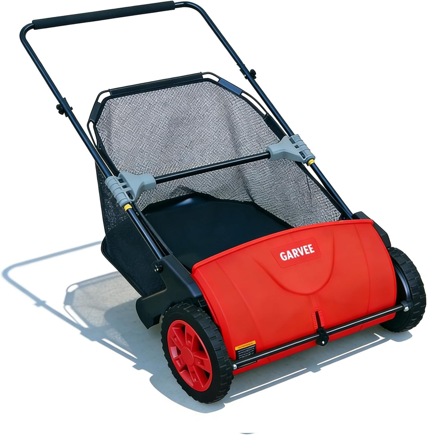 Push Lawn Sweeper 21-Inch Manual, Leaf Sweeper for Yard & Lawn with 3.5 Cu. Ft. Hopper Bag, Height-Adjustable Brushes for Driveways & Grass, Space-Saving Foldable Design