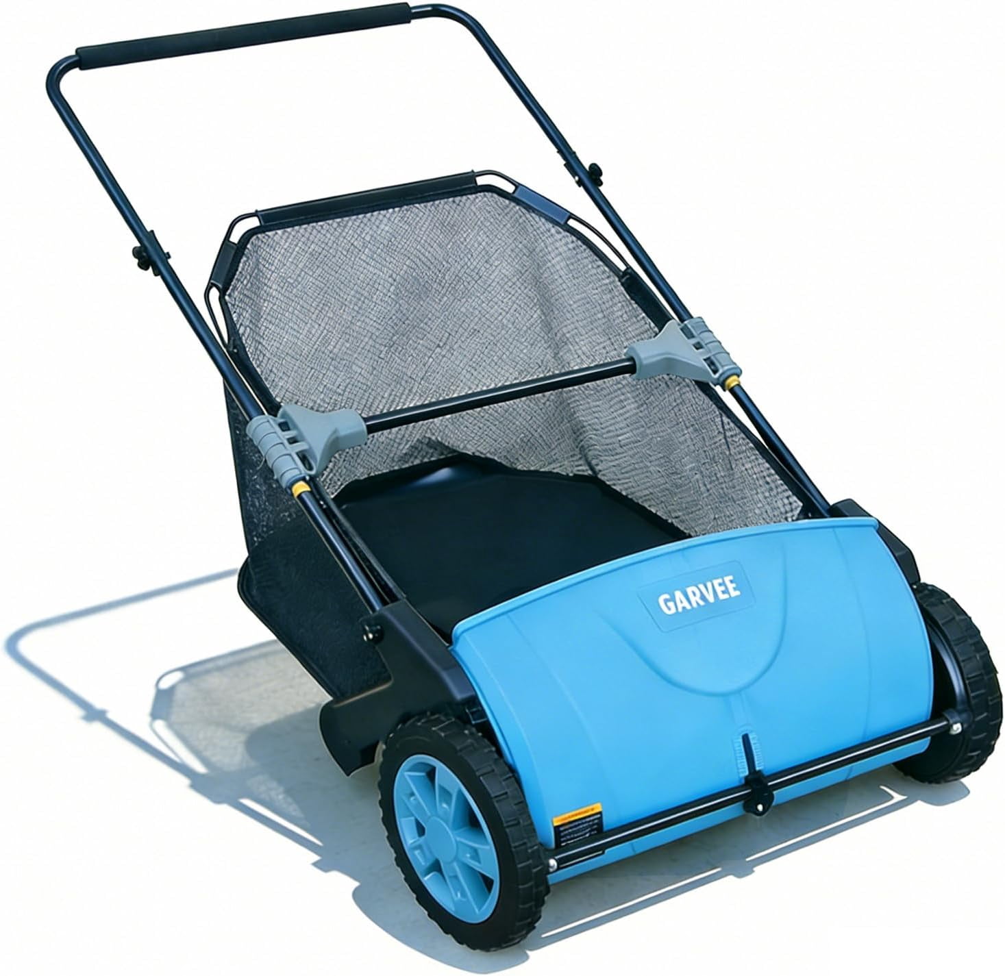 Push Lawn Sweeper 21-Inch Manual, Leaf Sweeper for Yard & Lawn with 3.5 Cu. Ft. Hopper Bag, Height-Adjustable Brushes for Driveways & Grass, Space-Saving Foldable Design