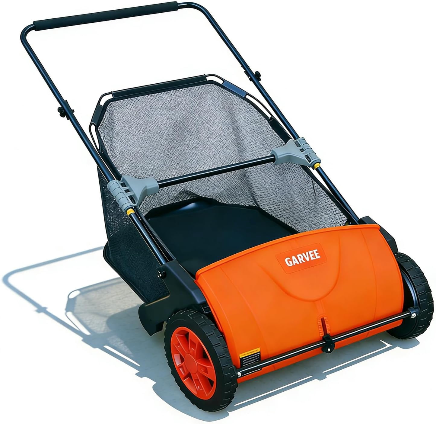 Push Lawn Sweeper 21-Inch Manual, Leaf Sweeper for Yard & Lawn with 3.5 Cu. Ft. Hopper Bag, Height-Adjustable Brushes for Driveways & Grass, Space-Saving Foldable Design