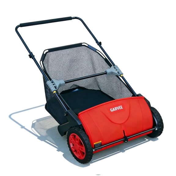 Push Lawn Sweeper 21-Inch – Manual Yard Sweeper with 3.5 Cu. Ft. Mesh Hopper, Dual Spinning Brushes, Steel Frame Leaf & Grass Collector for Lawn and Garden Cleanup