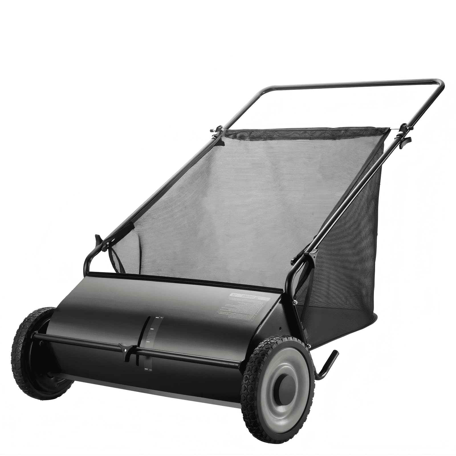 Push Lawn Sweeper 26-Inch, Leaf & Grass Collector, Heavy Duty Thickened Steel & Strong Rubber Wheels, Large Capacity 7 Cu. Ft. Mesh Collection Hopper Bag with 4 Spinning Brushes